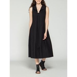 Luukaa Women's V-Neck Midi Black Dress Size 12 Casual Stylish Sleeveless NWT